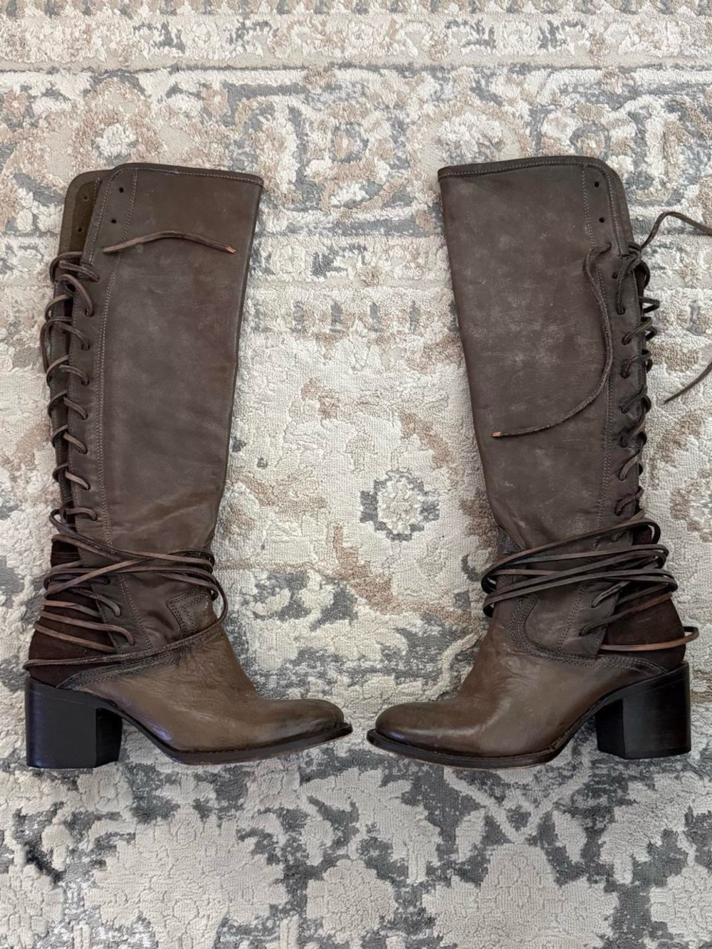 Women's Freebird Tall Lace-Up Leather Boots - Brown